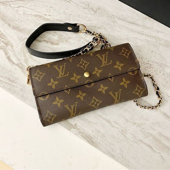 Louis Vuitton Monogram Trifold Wallet to Shoulder Crossbody Bag 💼 LT04 - Picture 7 of 14